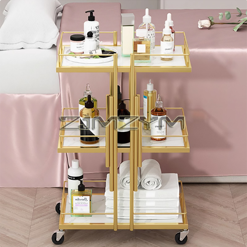 Carros de salón profesionales, muebles de salón, carrito de herramientas móvil para manicura, carrito de belleza de almacenamiento multicapa comercial moderno