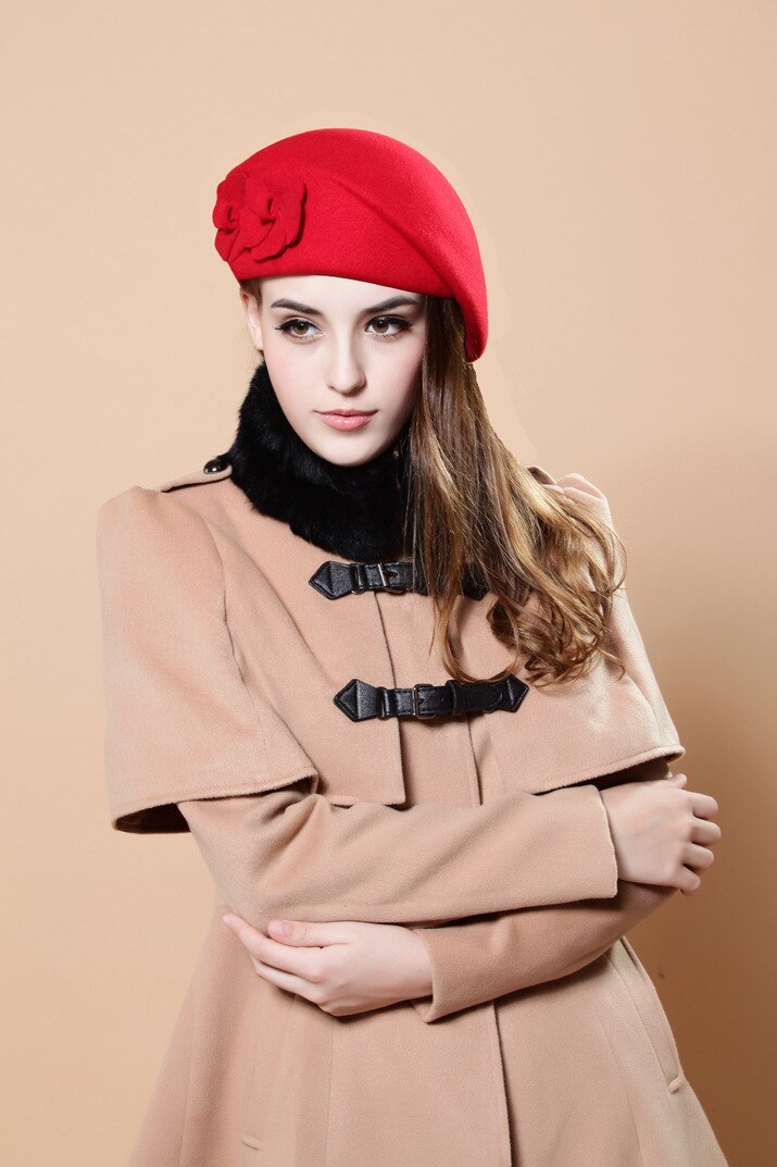 2020 moda kaszmir berety kapelusze z kwiatami dla kobiet zima wysokiej jakości wełniany beret, malarz czapki damskie czapka na jesienna czapka