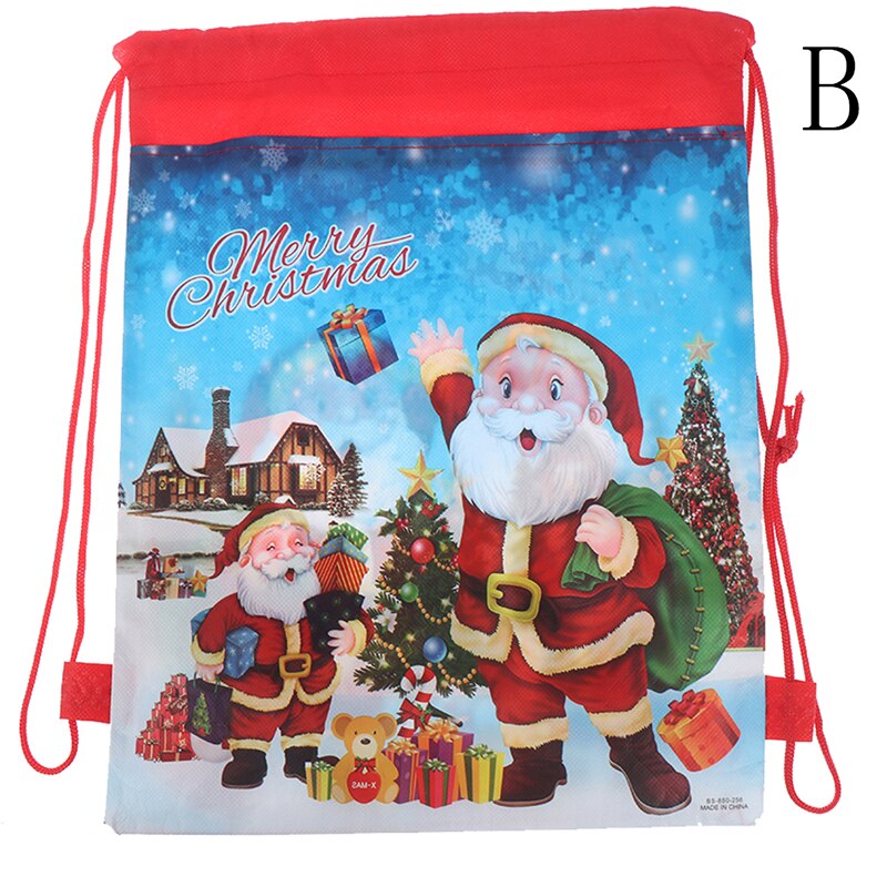 1 pièces père noël sacs à cordon Non-tissé tissu sac à dos anniversaire événement et fête fournitures voyage stockage paquet sacs: B blue