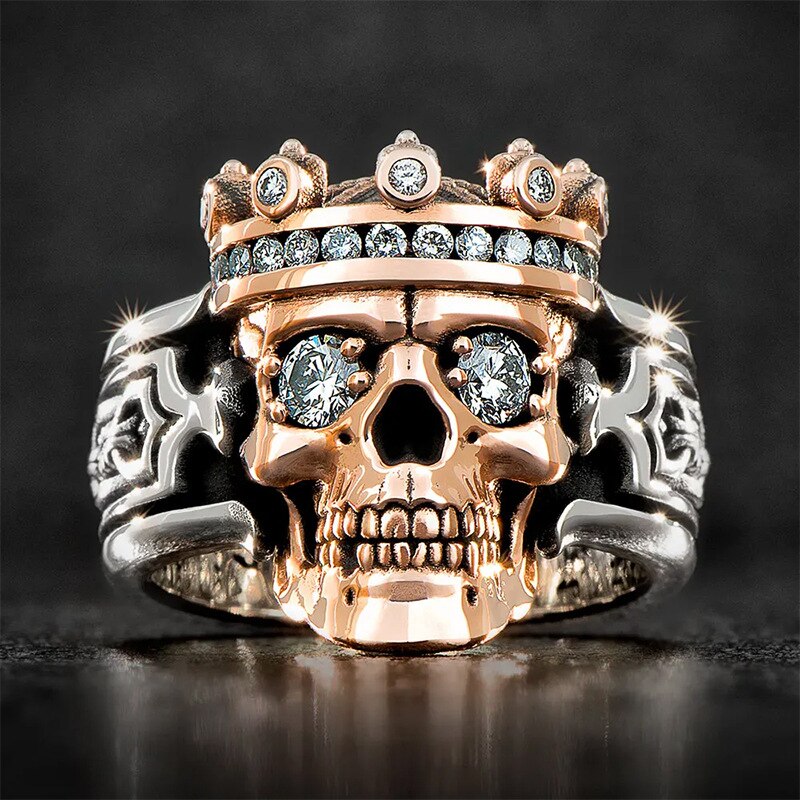 Skeleton King Double Color Domineering Ring For Men Big Finger Accessoris Aggressiveness Jewelry Birthday Band Bijoux: 12