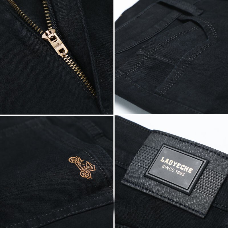 LAOYECHE Brand Men's Black Jeans Business Classic Style Elastic Slim Trousers Jeans Male