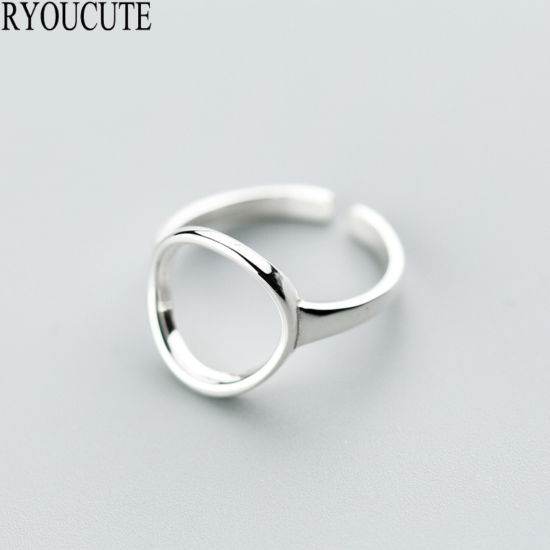 Anillos circulares bohemios de Color plata para mujer, de tamaño ajustable, anillos abiertos grandes, joyería de boda