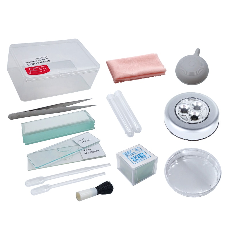 Biological Microscope Accessories Set Making Biological Specimen Tools Slides Dropper Tweezers Test Tube for Laboratory Teaching