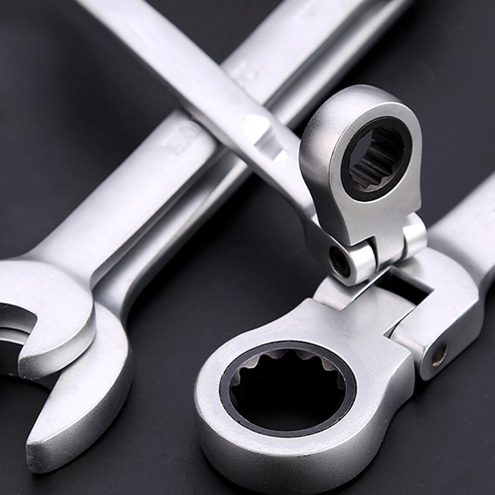 Double End Wrench Tool Set Flexible Head Combination 72 Teeth Quick Ratchet Wrench Dual-use Adjustable Wrench Spanner SheetMetal