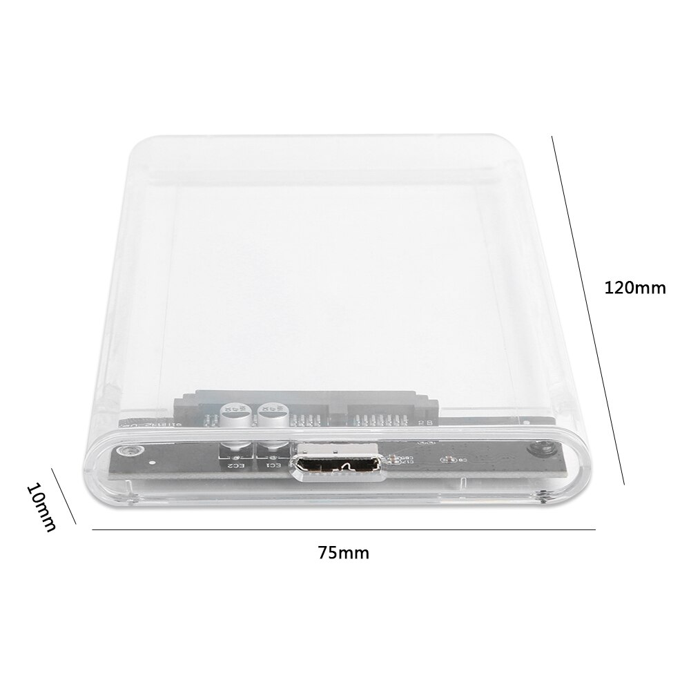 Plastic Transparent HDD SSD Case 2.5 inch SATA 3 to USB Hard Drive Enclosure for Households Computer Safety Parts