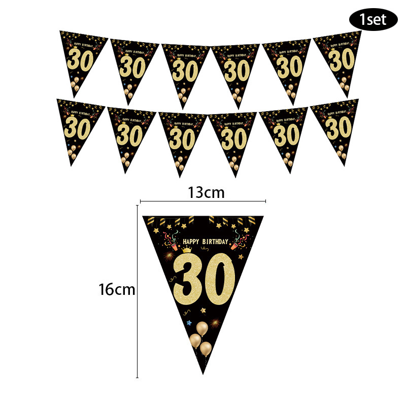 Happy Birthday Banner 30 40 50 60 År - Voksen Fest Baggrundsdekoration
