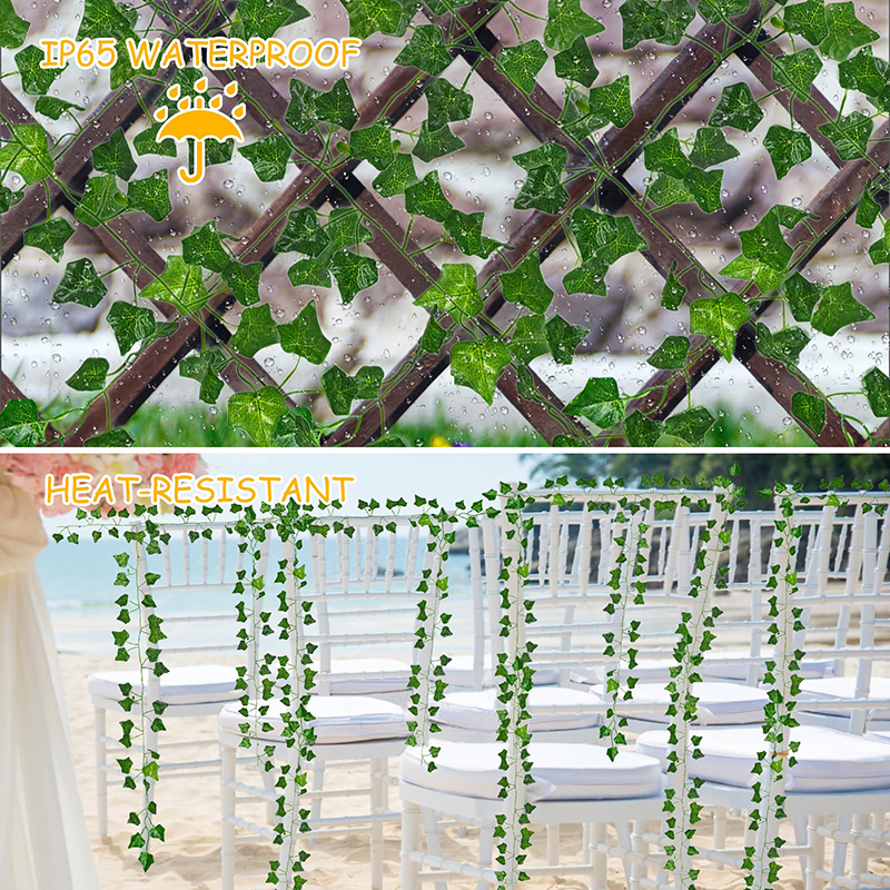 Guirnalda de luces solares de ratán de 5/10M, lámpara de hadas para exteriores, hoja de planta Artificial de 8 modos para decoración de valla de jardín y acampada para boda
