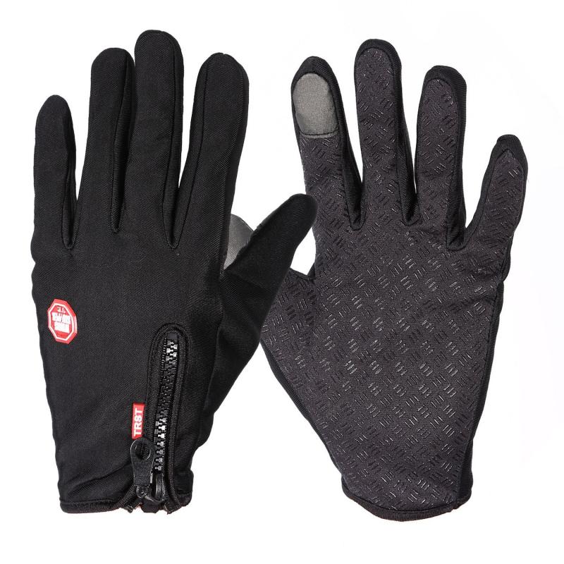 Motorfiets Windstopper Touch Screen Handschoenen Mannen & Vrouwen & Kids Winter Handschoenen Winddicht Waterdichte Handschoenen Zwart: L