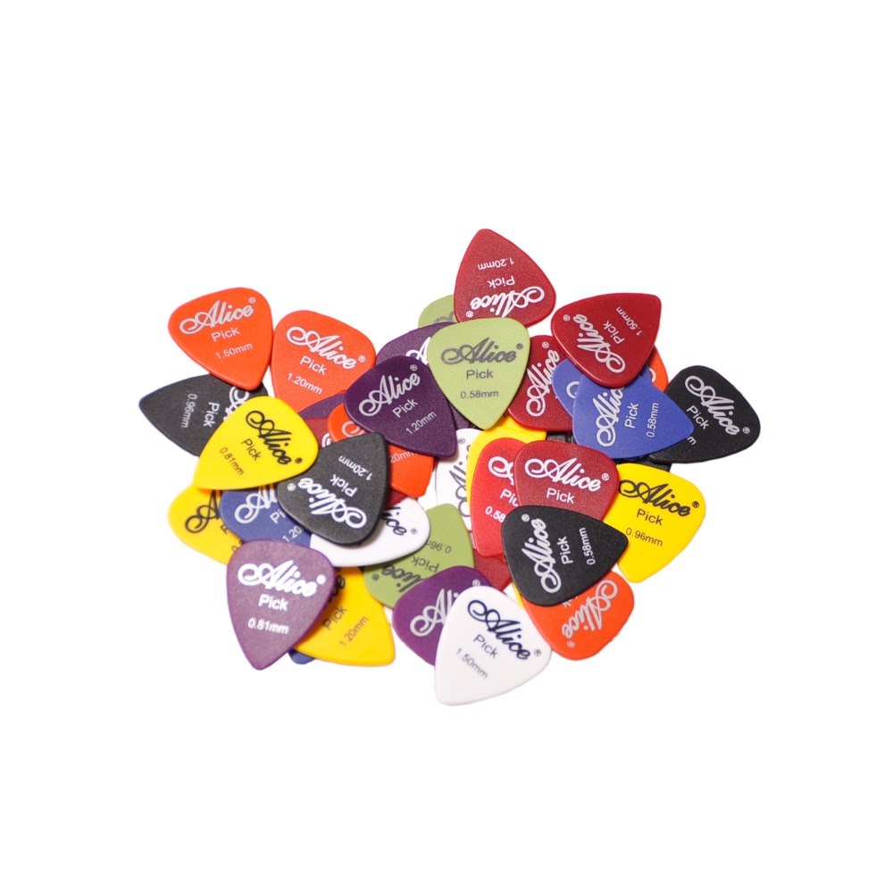 Palheta de guitarra elétrica alice para violão, 600 peças abs antiderrapante palheta de cores variadas e espessura atacado