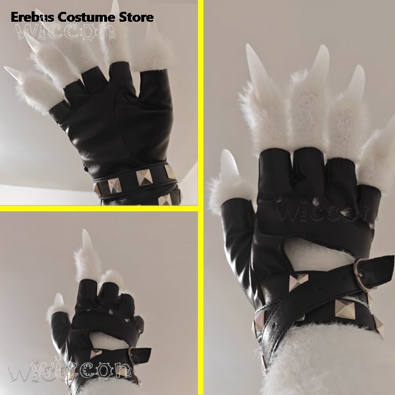 Furry Gloves Kig Fursuit Kigurumi Cosplay Plush Gloves Full SeasonGloves Claw Black White Multicolor Claw Cute Cool Furry