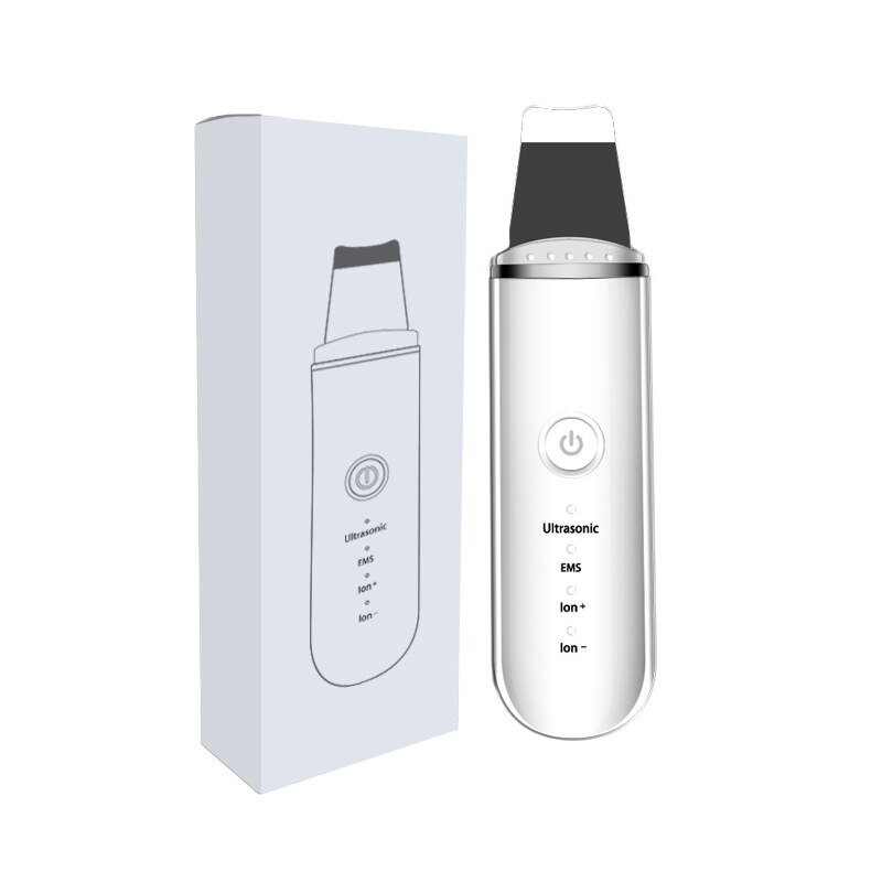Ultrasuoni Scrubber macchina per la pulizia profonda del viso Peeling pala detergente per pori del viso Scrubber per la pelle dispositivo di bellezza: WHITE ENGLISH