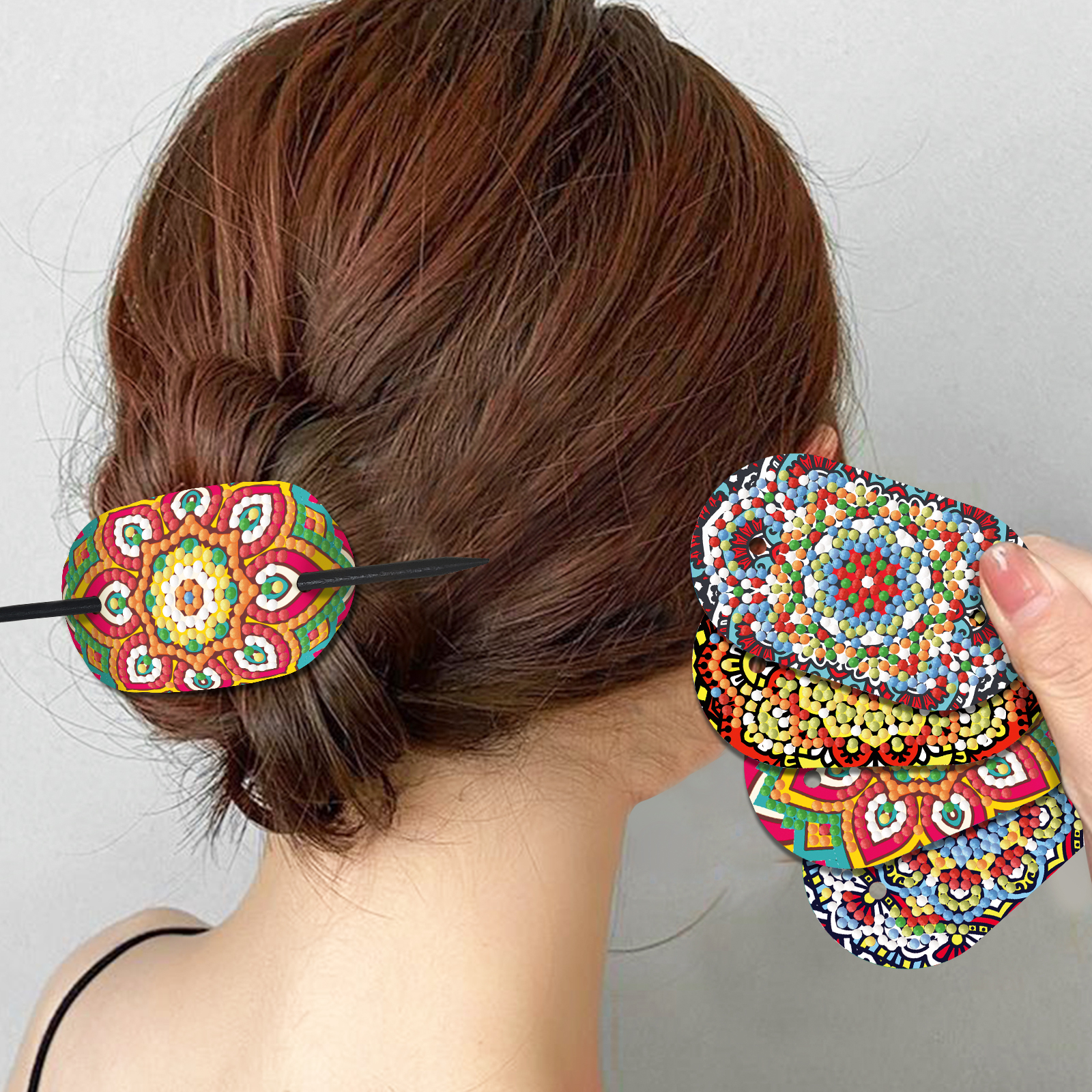 5 uds PU DIY pintura de diamante tocado accesorios para el cabello palos bordado de diamantes Kit de pintura horquillas para mujer