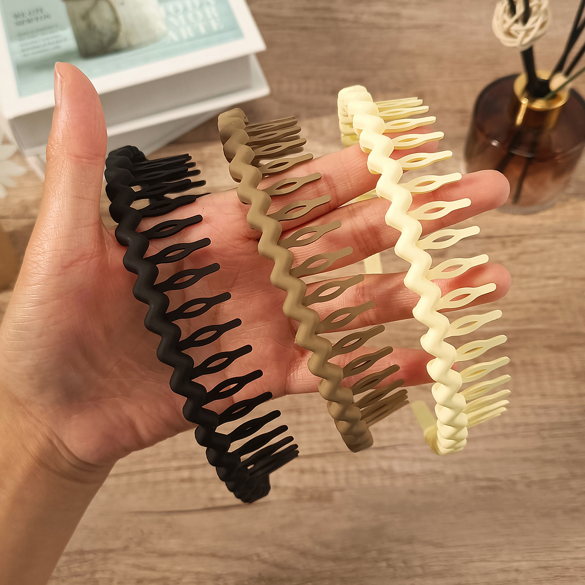 Bandas para el pelo antideslizantes para hombres y mujeres, 3/9 piezas, diadema Simple, banda para el cabello con forma de onda, accesorios para el cabello: Gris