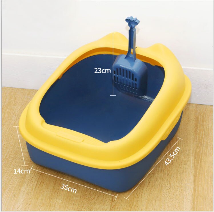 Bac à litière Semi-fermé pour chat, bac à sable amovible à haute clôture pour animaux de compagnie, bac à litière propre pour chien et chat: yellow / M 43.5x35x14cm