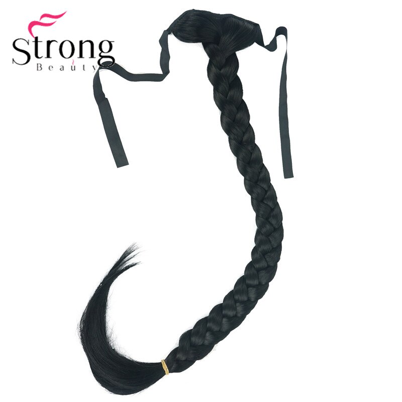 StrongBeauty Blonde Long Fishtail Braid Ponytail Extension Synthetic Clip In Hairpiece COLOUR CHOICES: 1 Dark Black