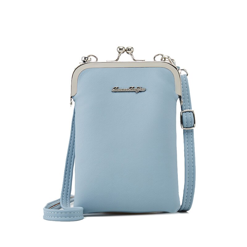 Colorful Small Cellphone Bag Female Daily Use Shoulder Bags Women Leather Mini Crossbody Messenger Bag Ladies Purse: Blue