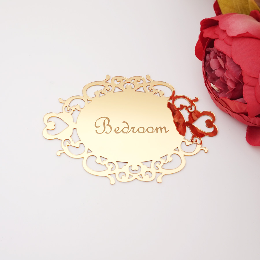 Bedroom Bathroom Toilet WC Door Sign Wall Sticker Signage Acrylic Mirror Oval Indicator Home Decor House Moving: 40x30cm / Burgundy