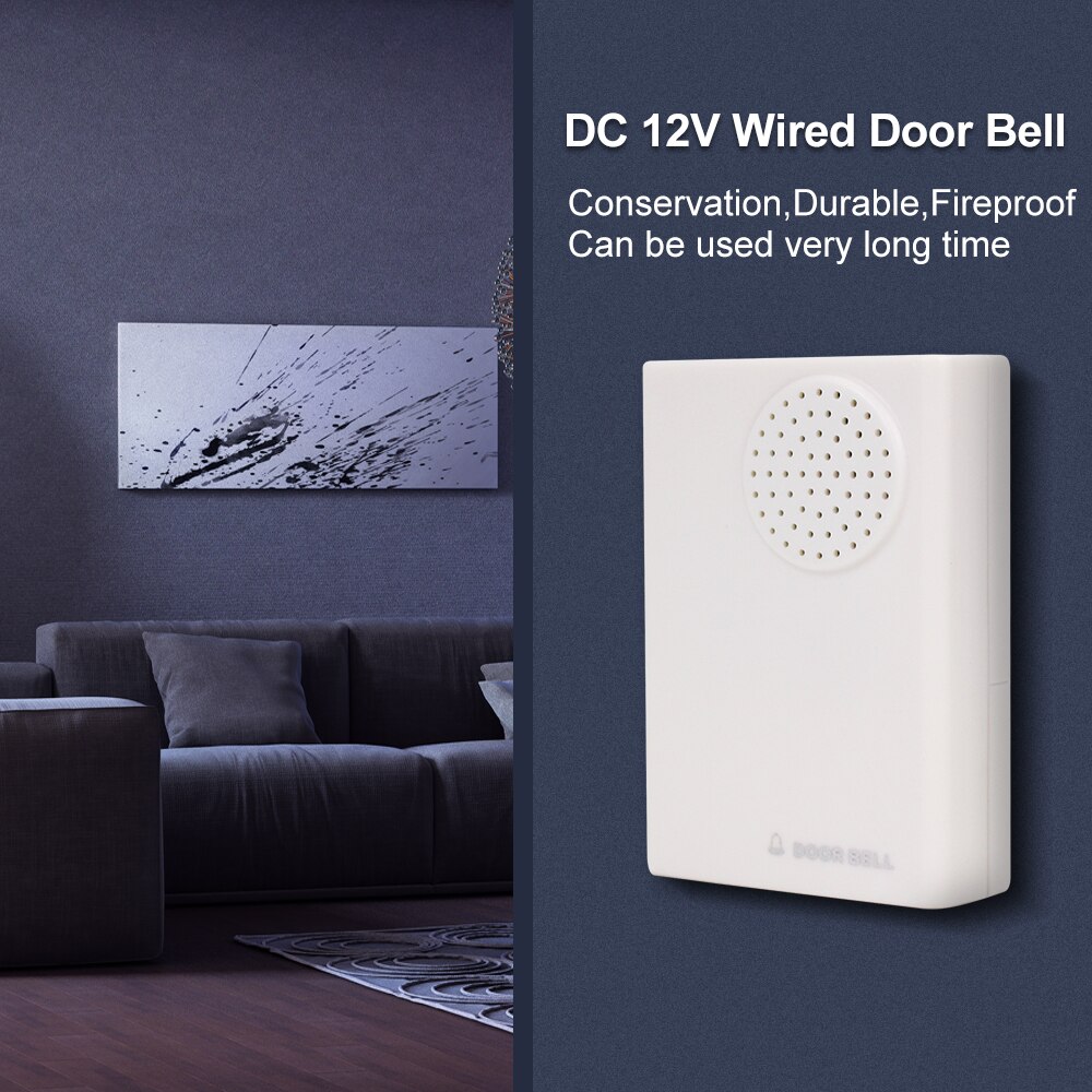 OBO Hands Wired Door Bell DC12V Door Ring for Access Control System Kit No Need Battery Dingdong Musical Chime ABS Plastic White