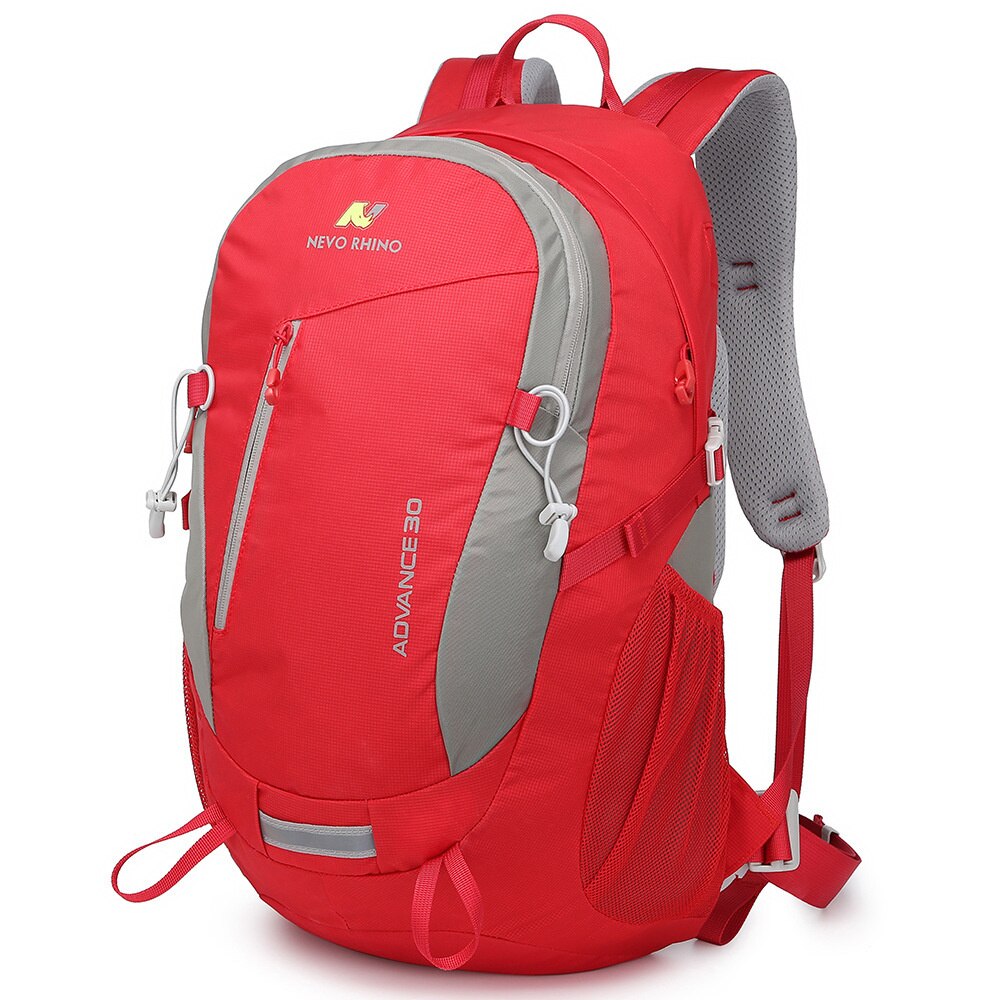 30L Outdoor Hiking Bag Portable Waterproof Travel Backpack Mountaineering Camping Trekking Sports Knapsack Men Women: Red