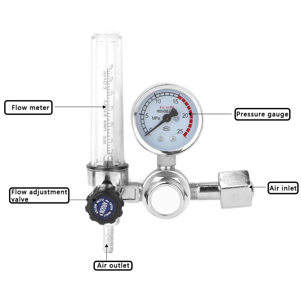 0-25Mpa Argon Regulator CO2 Mig Tig Flow Meter Gas Regulator Flowmeter Welding Weld Gauge Argon Regulator Pressure Reducer