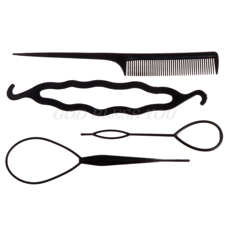 Lazo de plástico para el pelo para mujer y niña, herramientas de trenzado de cabello, novedad, cola de caballo mágica, pinza para hacer moños, 4 Uds.