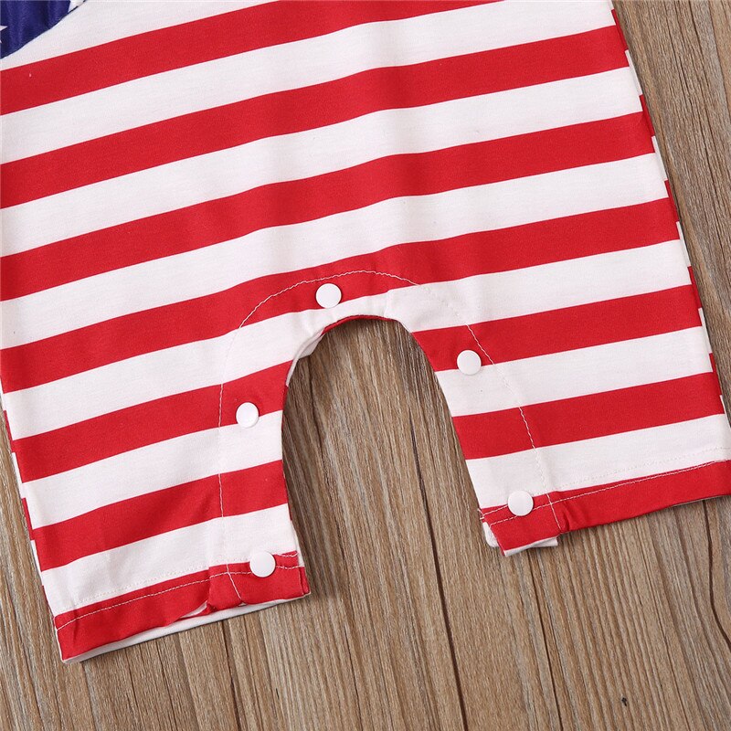 Independence Day Baby Baby Meisjes Jongens Rompertjes Gestreepte Print Korte Mouw/Mouwloze Jongens Romper Baby Katoen Jumpsuits Hoofdband