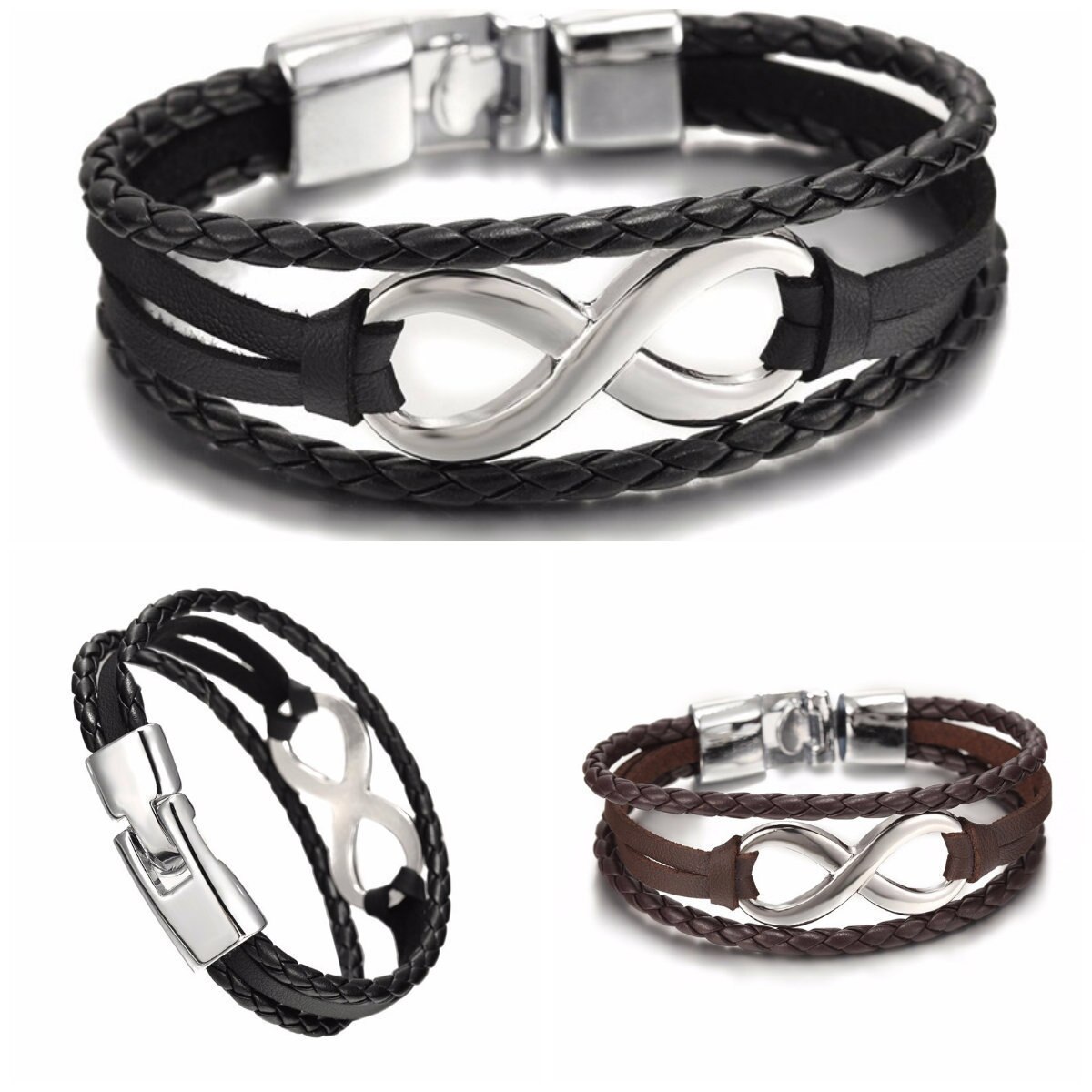 Armband Mannen Lucky 8-Karakter Lederen Armband Armband Lederen Armband 8-Karakter Armband Beste Cadeau