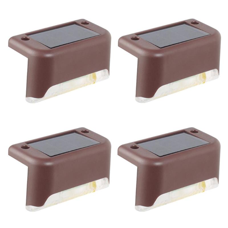4pcs Solar Deck Lights IP65 LED Lamps for Outdoor Pathway Stairs Steps Fence Yard Low Power Consumption and Power Saving