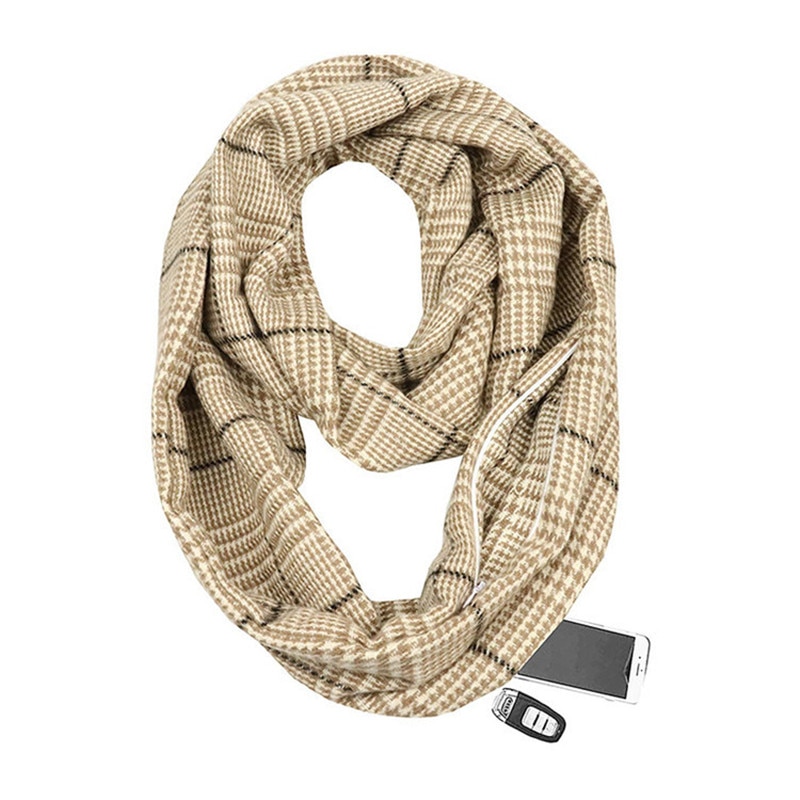 Talvineulonta ruudullinen lämmin matka infinity huivi piilotaskulla kashmir huivit naisten foulard pashmina naisten peitto
