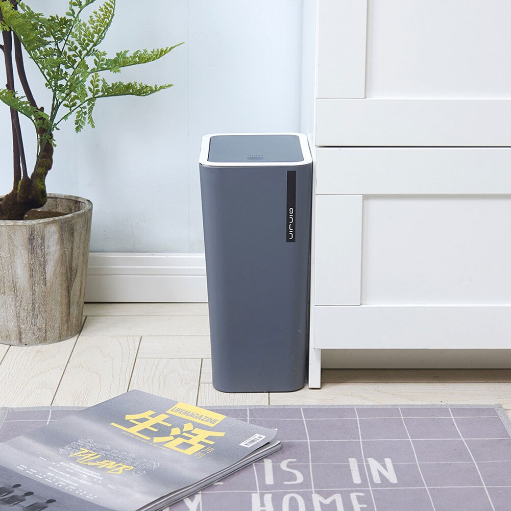 Kitchen Cabinet Door Hanging Trash Can With Lid Wall-Mounted Waste Baskets Push-Top Trash Water-Proof Rubbish Waste Garbage Bin: Grey