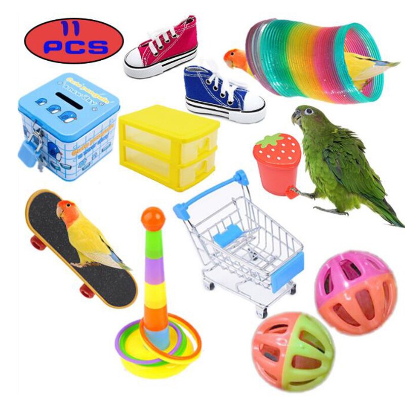 Training Toy Set Interactive Parrot Appliance Set Funny Bird Activity Toy Set: 11