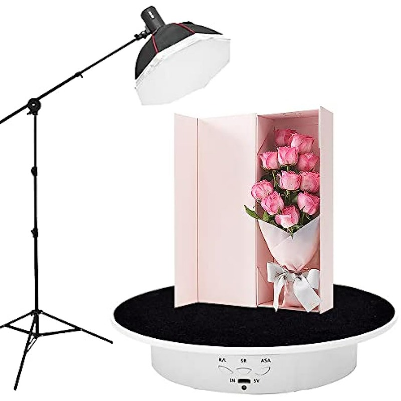"dubbeldrivet 360 ° roterande displayställ, högkapacitetsspegel , 7.9 22 gram, perfekt för mångsidig användning (tårtor/smycken/foton)"