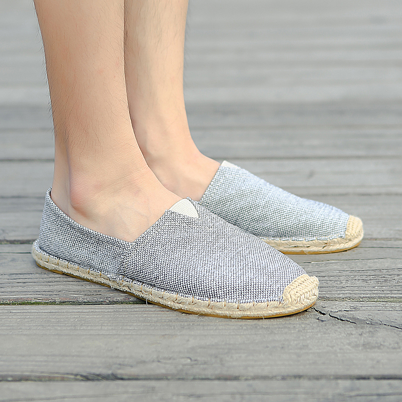 Scarpe da donna in lino da cucire Mocassini slip on Scarpe casual Espadrillas da uomo Scarpe basse in tela di canapa Calzature da guida per pescatore taglie forti