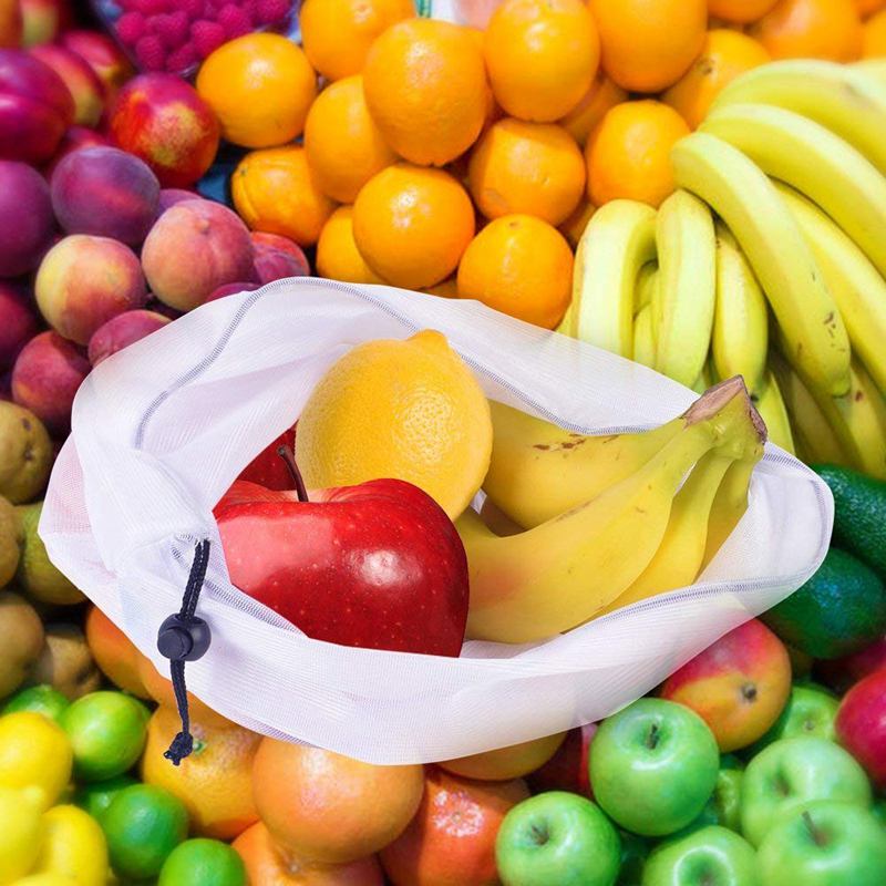 15 stk miljøvennlige gjenbrukbare nettingposer, gjennomsiktige vaskbare nettingposer til oppbevaring av frukt og grønnsaker -3