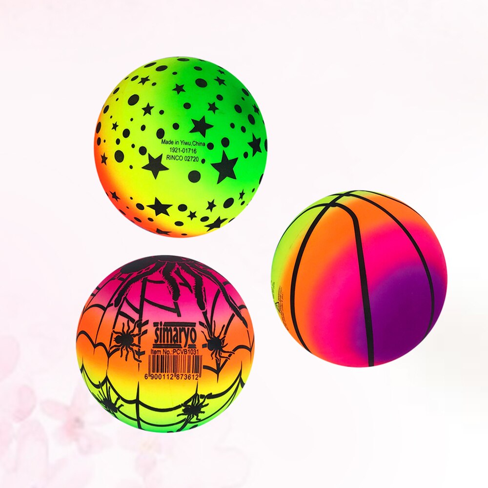 3er Set Regenbogen Strandbälle - Elastisches PVC - für Kinder Indoor Outdoor Spiel