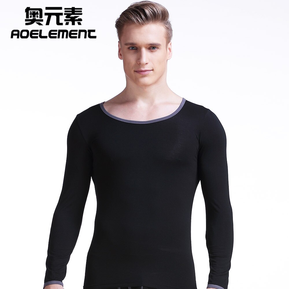 Ropa interior térmica de invierno para hombre, camisas térmicas sin costuras para hombre, camisa térmica de manga larga para niño, ropa interior de algodón para marido: Black / L