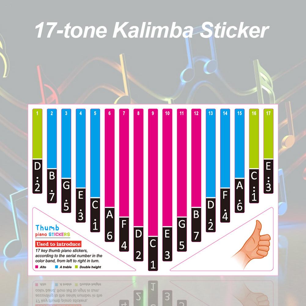 17-Key Thumb Piano Sticker Verwijderbare Kleurrijke Piano Sticker Voor Thumb Piano Beginners Liefhebbers
