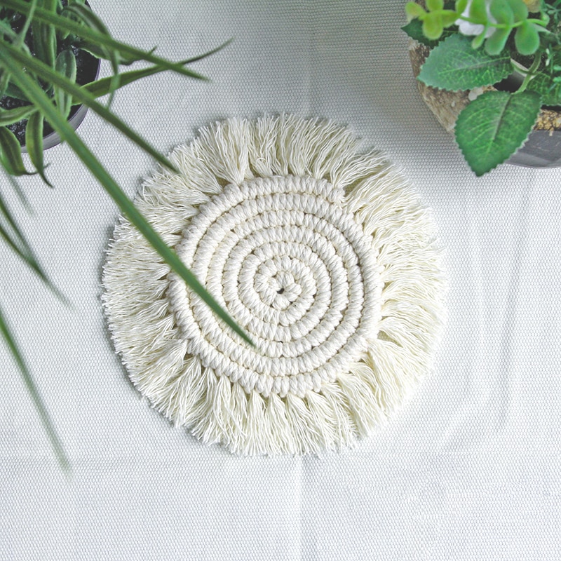 Noord-europa Pure Handgemaakte Katoenen Gevlochten Macrame Cup Pad De Home Decor Tafelkleed Tafelkleed Boho Decor Mexicaanse Deken