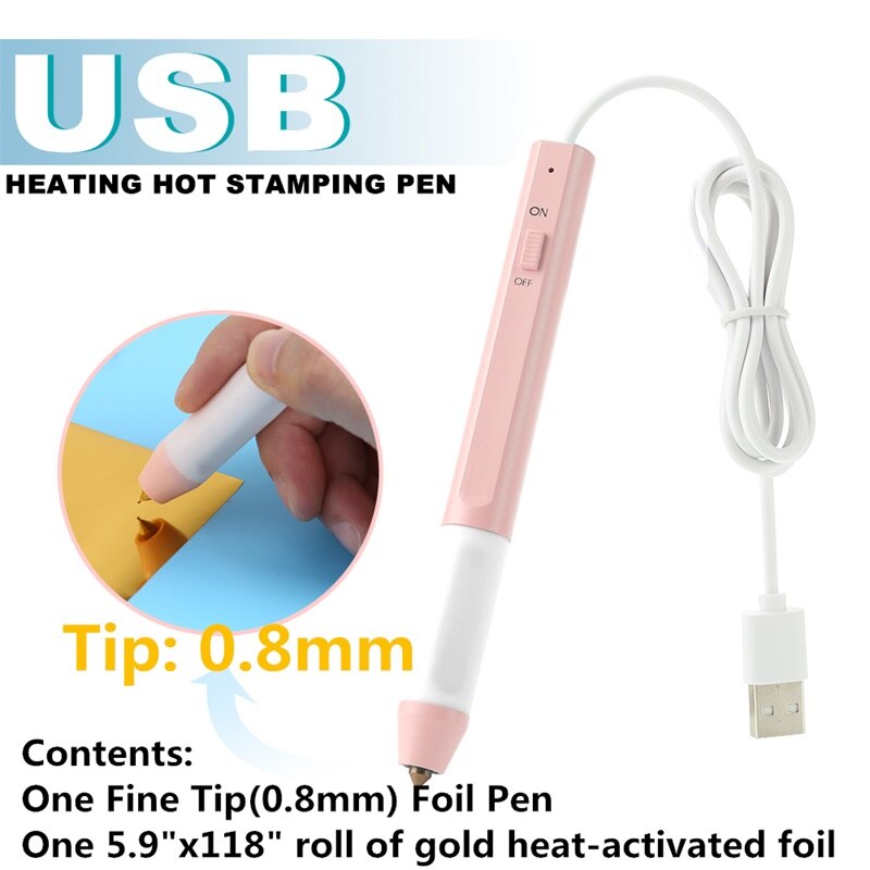 Roze Verwarming Stempelen Folie Pen Hittebestendig 1.5Mm/0.8Mm/2.5Mm Scrapbooking Voor Papier Leer plastic Gebruikt Diy Gereedschap: Slim nib 0.8mm