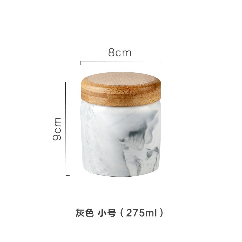 Marmor keramiske opbevaringsglas med låg til spisning af kaffe krydderier te opbevaring tin vandbæger med låg køkkenredskab 400ml: Grå s