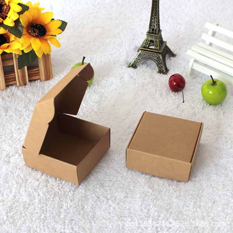 5PCS Small Kraft Paper Box,brown Cardboard Handmade Soap Box,white Craft Paper Box,black Packaging Jewelry Box 5Sizes