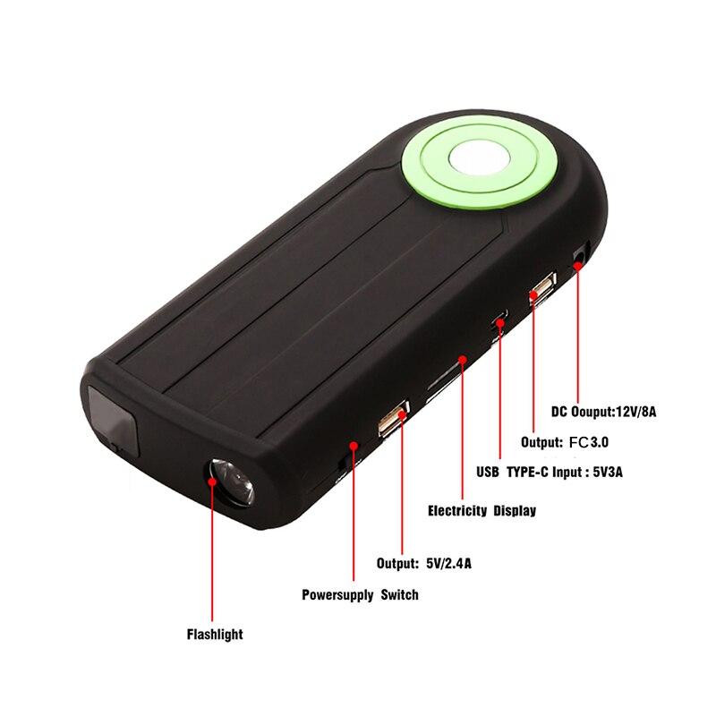 Car Jump Starter 12v Starting Safety Device Portable LED Spotlight Emergency Car Booster Charging Set Polymer Lithium Battery