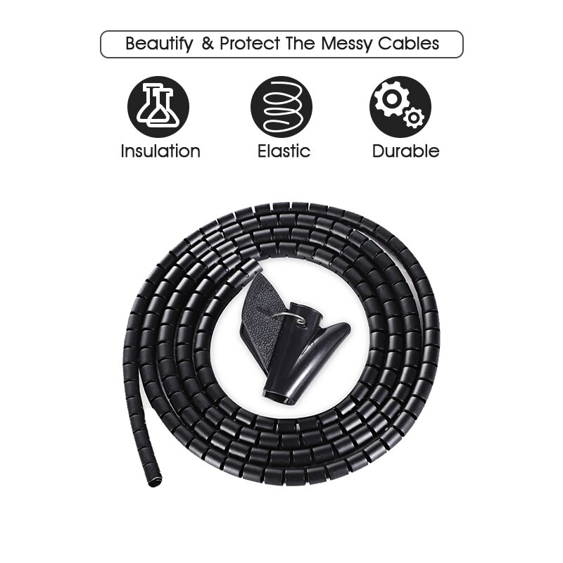 16/10/8 mm Flexible Spiral Cable Wire Protector Cable Organizer Computer Cord Protective Tube Clip Organizer Management Tools