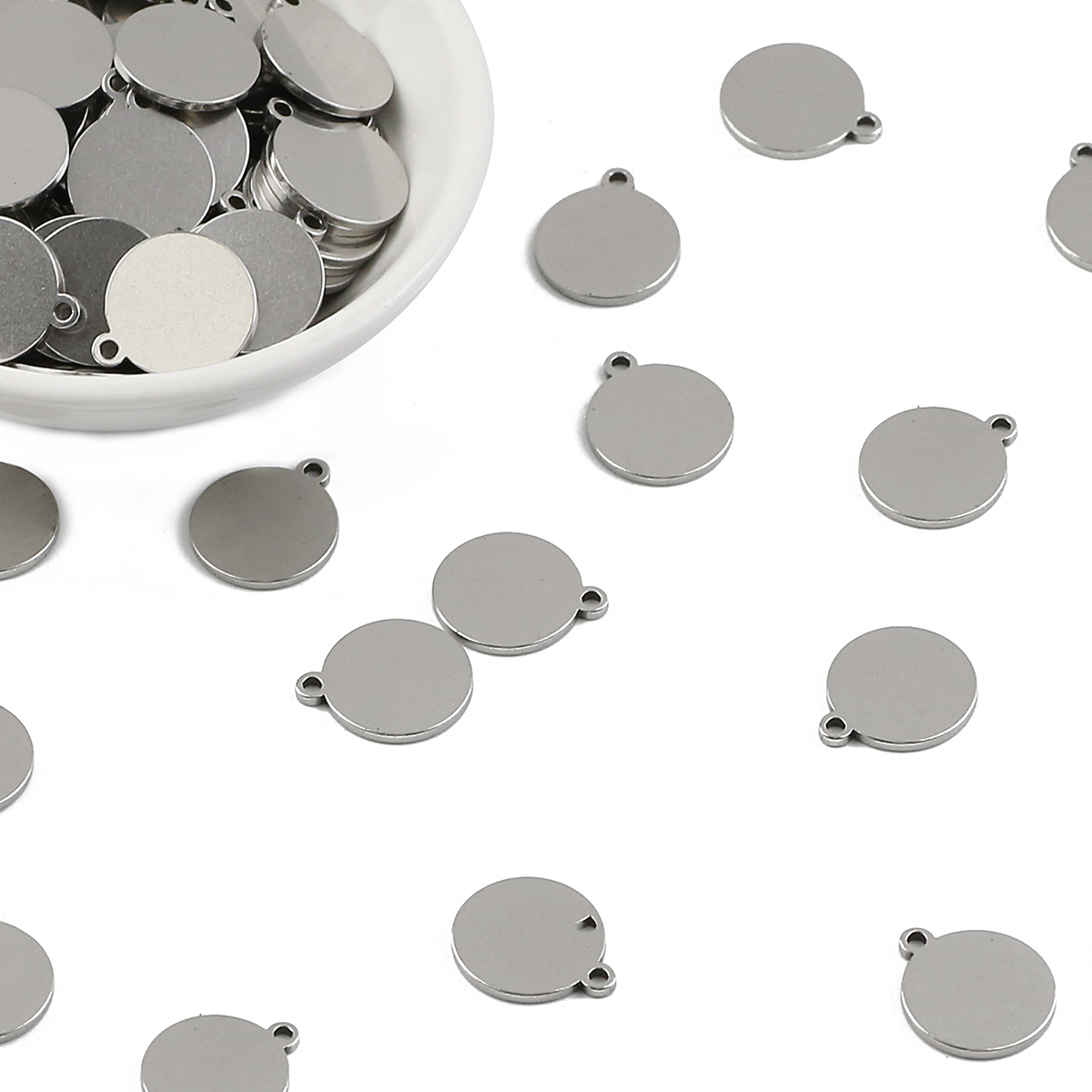 10-20 piezas 6/8/10/12/15/18/25mm colgante de acero inoxidable círculo plano bandeja de ajuste de cabujón en blanco para la fabricación de joyas accesorios DOY