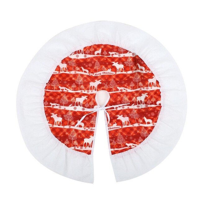60CM Christmas Tree Skirt Deer Pattern Cover Decoration Supplies Small Size: red deer 