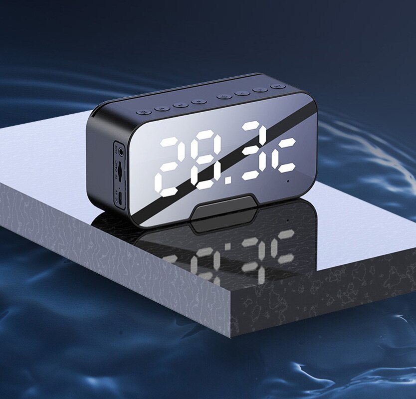 LED Mirror Bluetooth Alarm Clock Multifunction Wireless Subwoofer Music Player Electronic Digital Table Clock Home Decoration