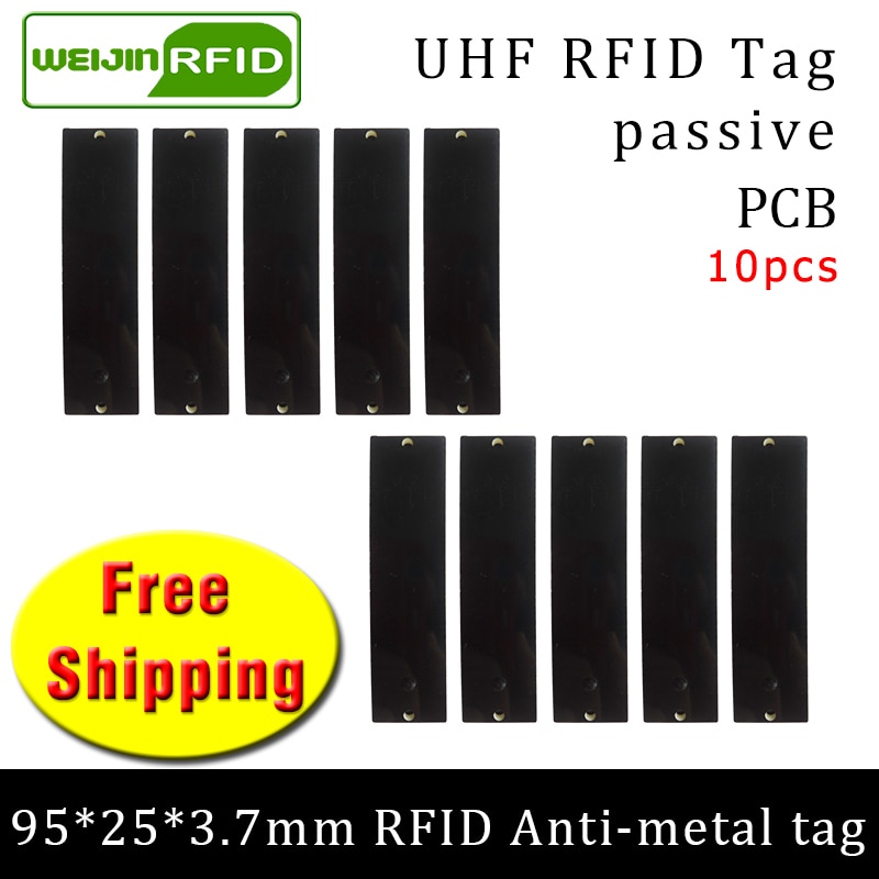 Uhf rfid anti metal tag 915 mhz 868 mhz fremmede higgs 3 epc 10 stk 95*25*3.7mm langdistance pcb passive rfid tags