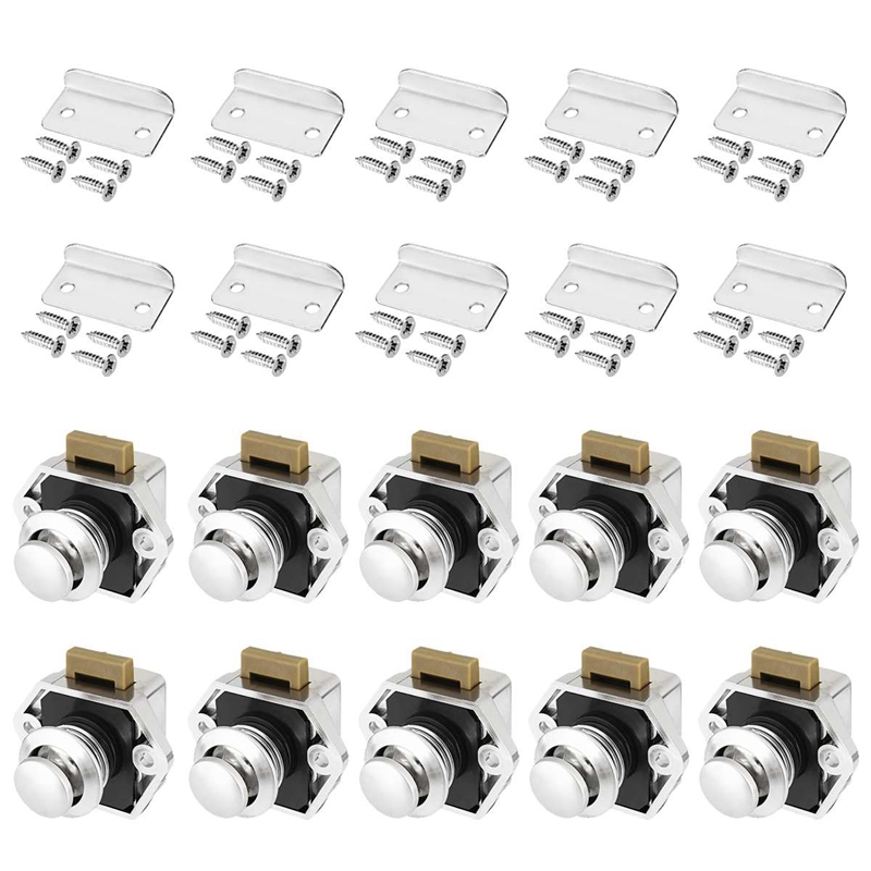 10Pcs Car Push Lock Diameter 20Mm RV Caravan Boat Motor Home Cabinet Drawer Latch Button Locks For Furniture Hardware: Default Title