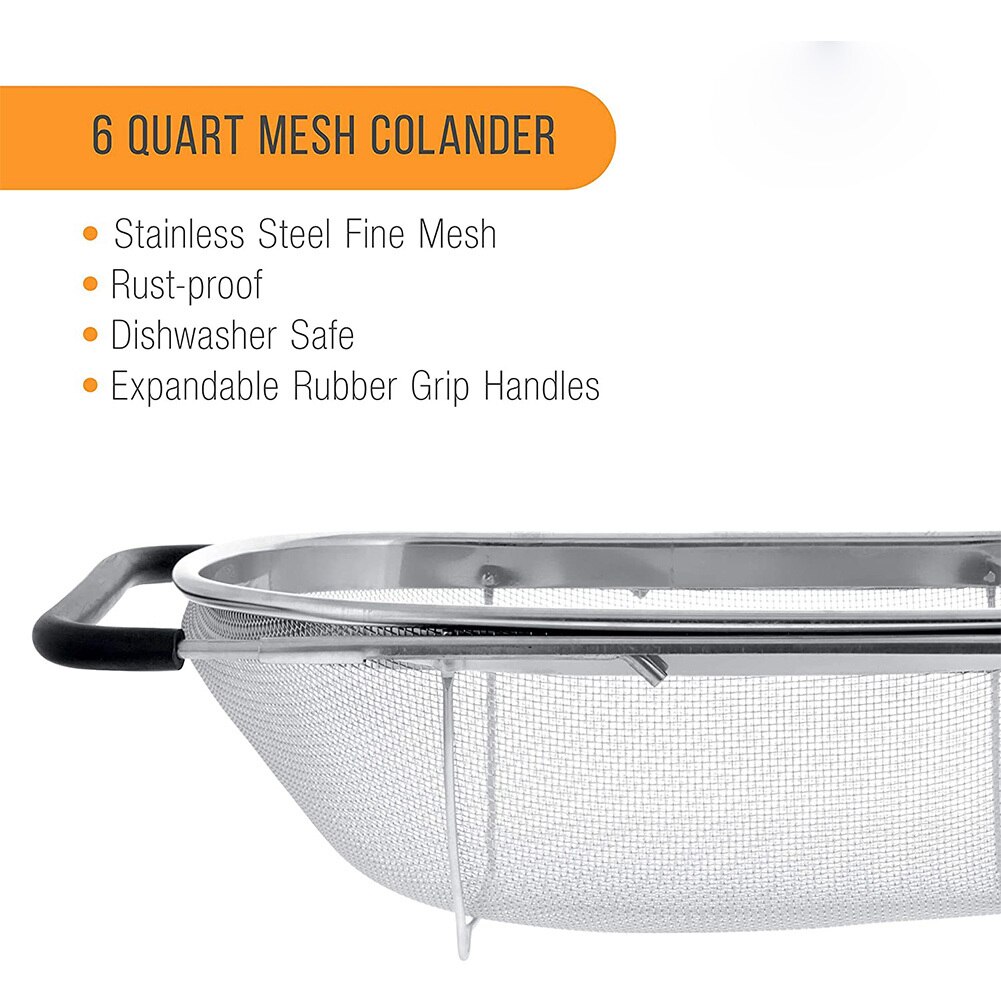 Retractable Drain Basket Rubber Grip Handle Stainless Steel Oval Colander Sink Vegetable Draining Rack Drain Wash Sink Strainer