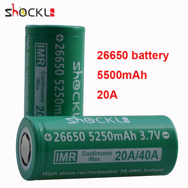 Shockli 26650 5250mAh 3.7v Li-ion rechargeable battery 30A 40A 26650 lithium battery for high power flashlights torch